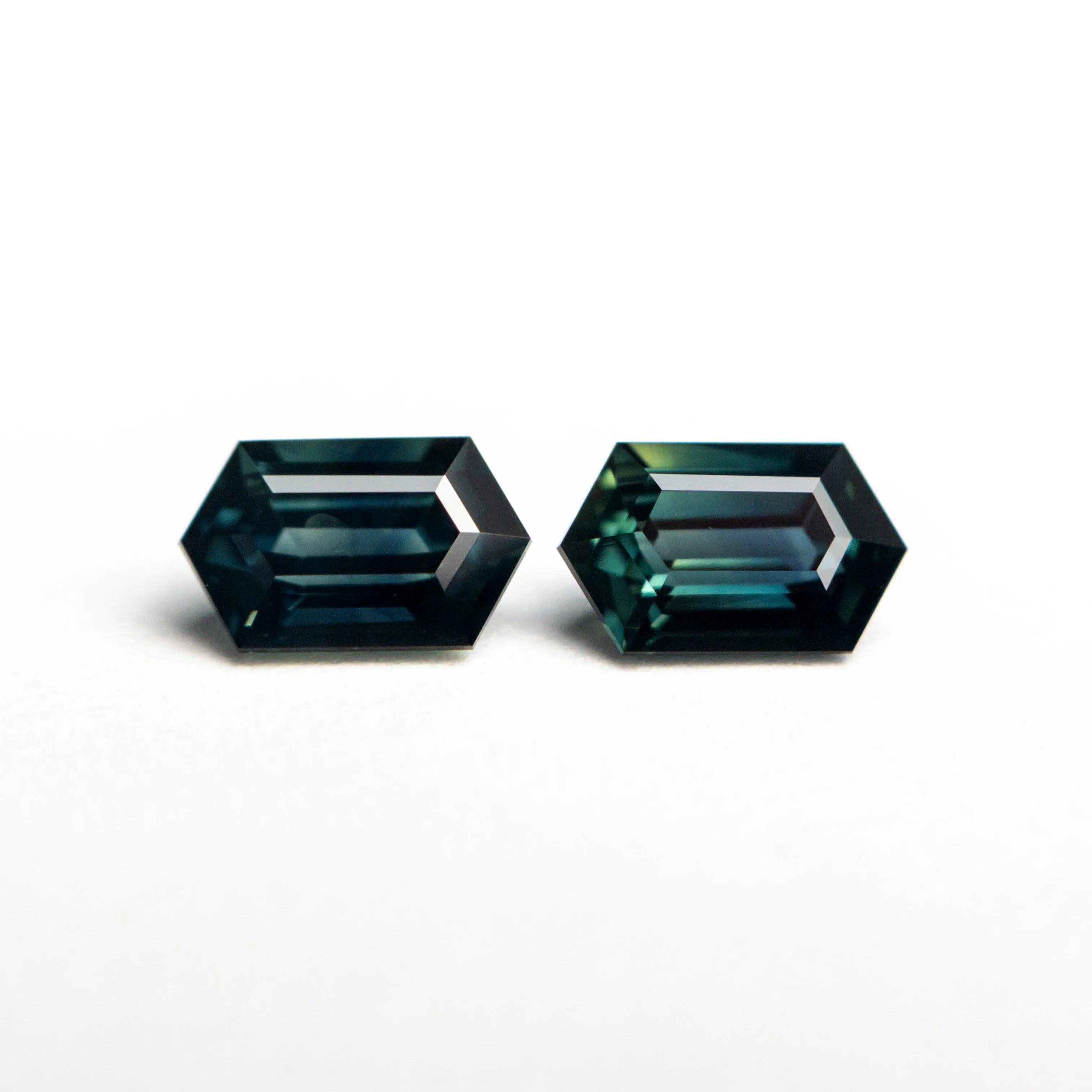 1.12cttw 2pc 6.06x3.79x2.80mm 6.13x3.77x2.69mm Hexagon Step Cut Sapphire Matching Pair 22768-09