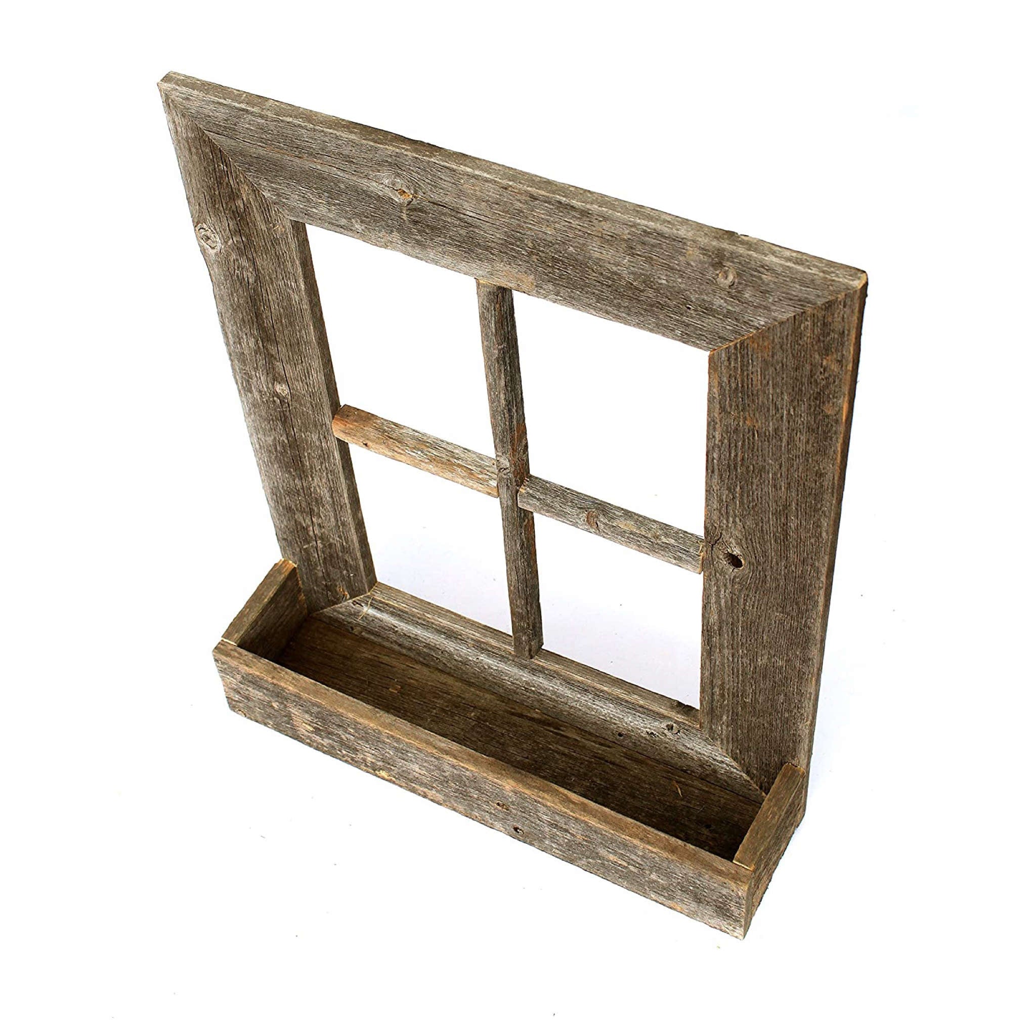 22X18 Rustic Weatered Grey Window Frame With Planter