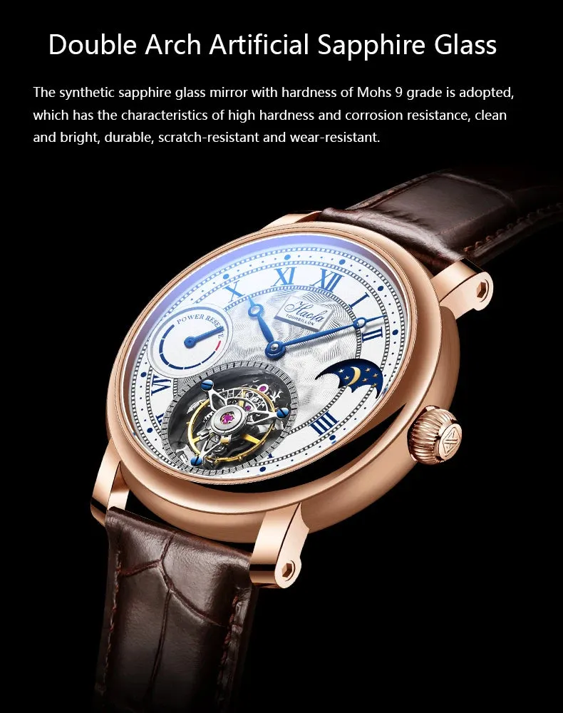 80H Power Reserve Manual Flying Tourbillon Mechanical Watch for Men