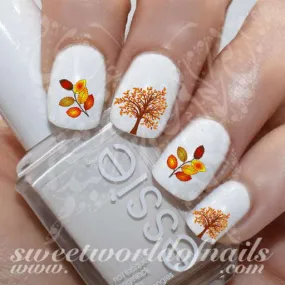 Autumn Nail Art Tree Leaves Nail Water Decals Water Slides