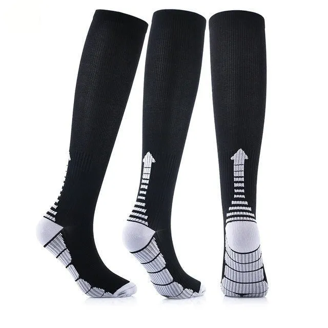 Black Gray Compression Blood Circulation Promotion Slimming Socks for Men