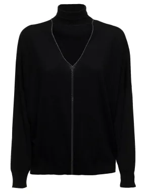 Brunello Cucinelli Embellished Ribbed Knit Jumper