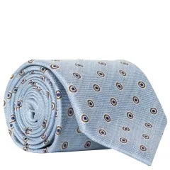 Canali Spot Lined Silk Tie Sky Blue/Brown