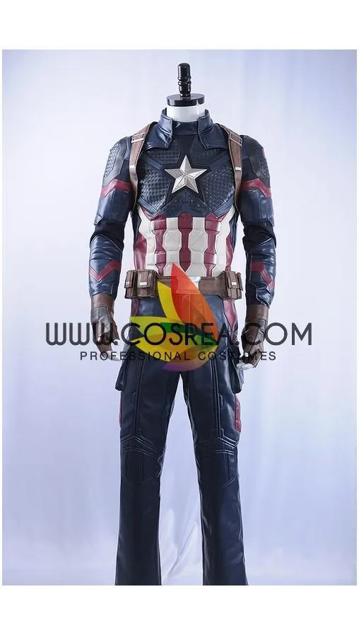 Captain America Metallic Navy PU Leather Cosplay Costume