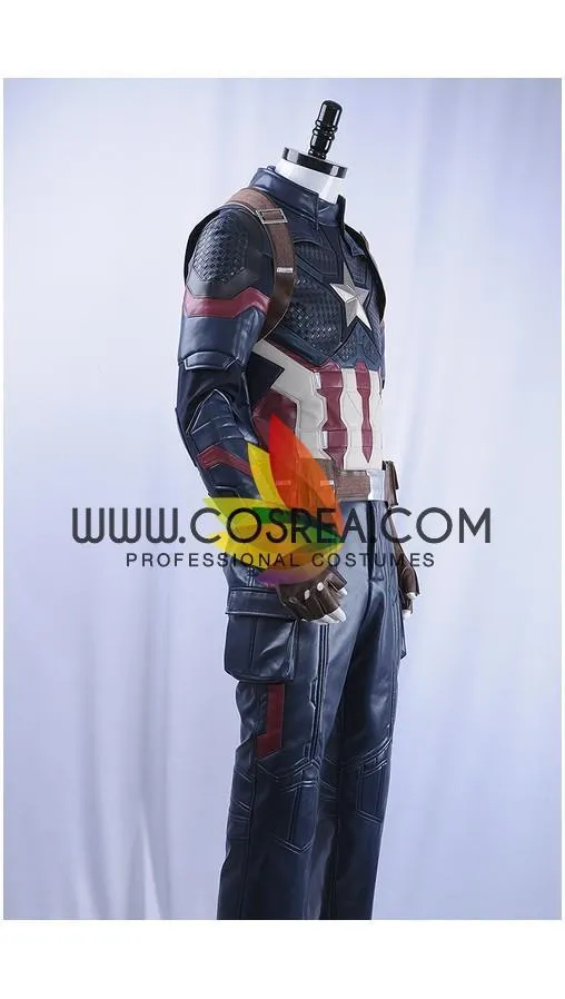 Captain America Metallic Navy PU Leather Cosplay Costume