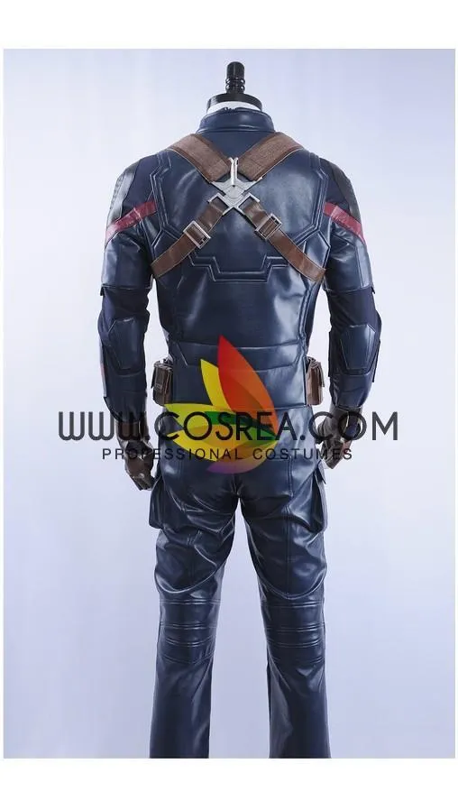 Captain America Metallic Navy PU Leather Cosplay Costume