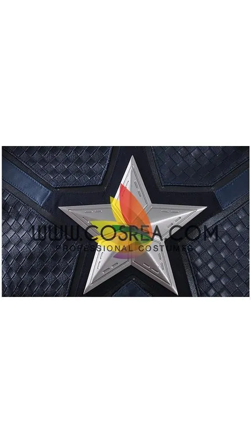 Captain America Metallic Navy PU Leather Cosplay Costume