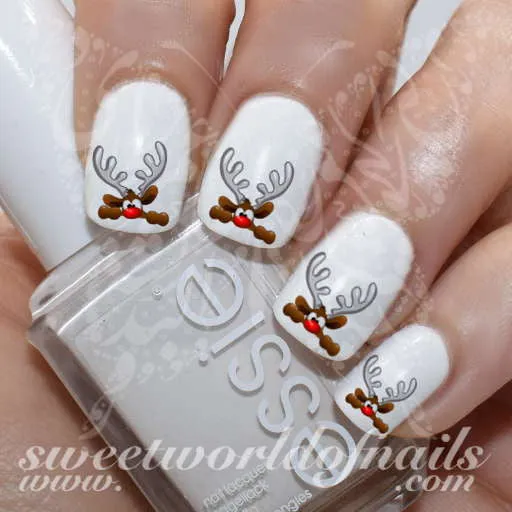 Christmas Nail Art Cute Hiding Reindeer Nail Water Decals Water Slides