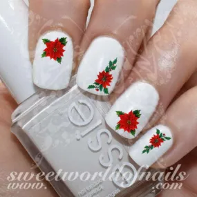 Christmas Nail Art Poinsettia Nail Water Decals Water Slides