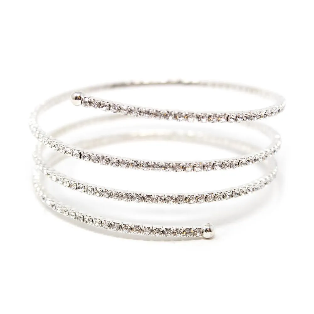 Clear CZ 3 Row Curly Wire Bracelet