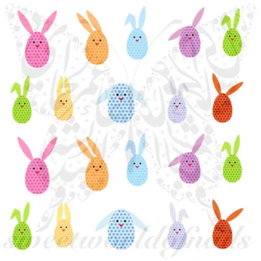 Easter Nail Art Colorful Bunny Eggs Nail Water Decals Wraps