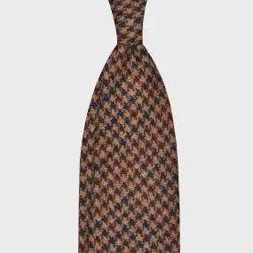 F.Marino Pied de Poule Tweed Tie 3 Folds Brown