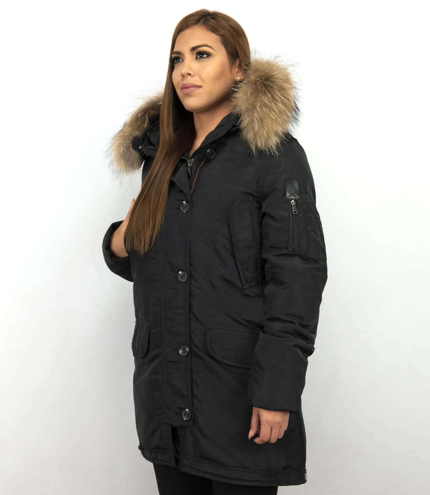 Fur Collar Parka WinterJacket Ladies Long