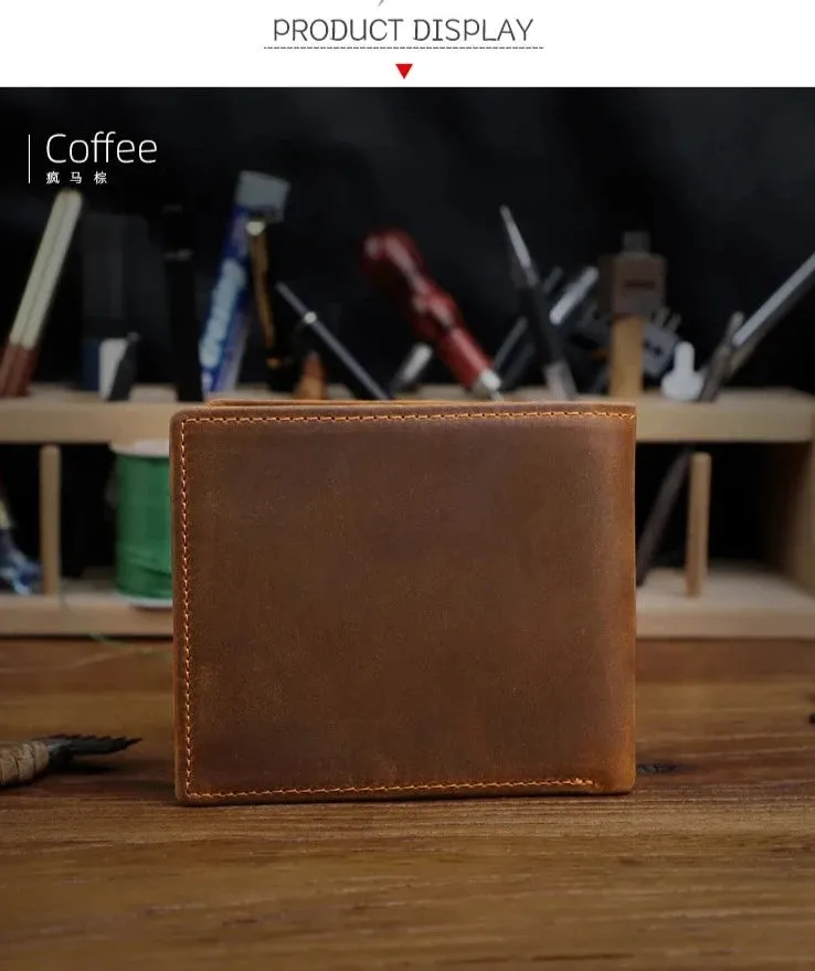 Genuine Cow Leather Short Bi-fold Wallet for Men and Women