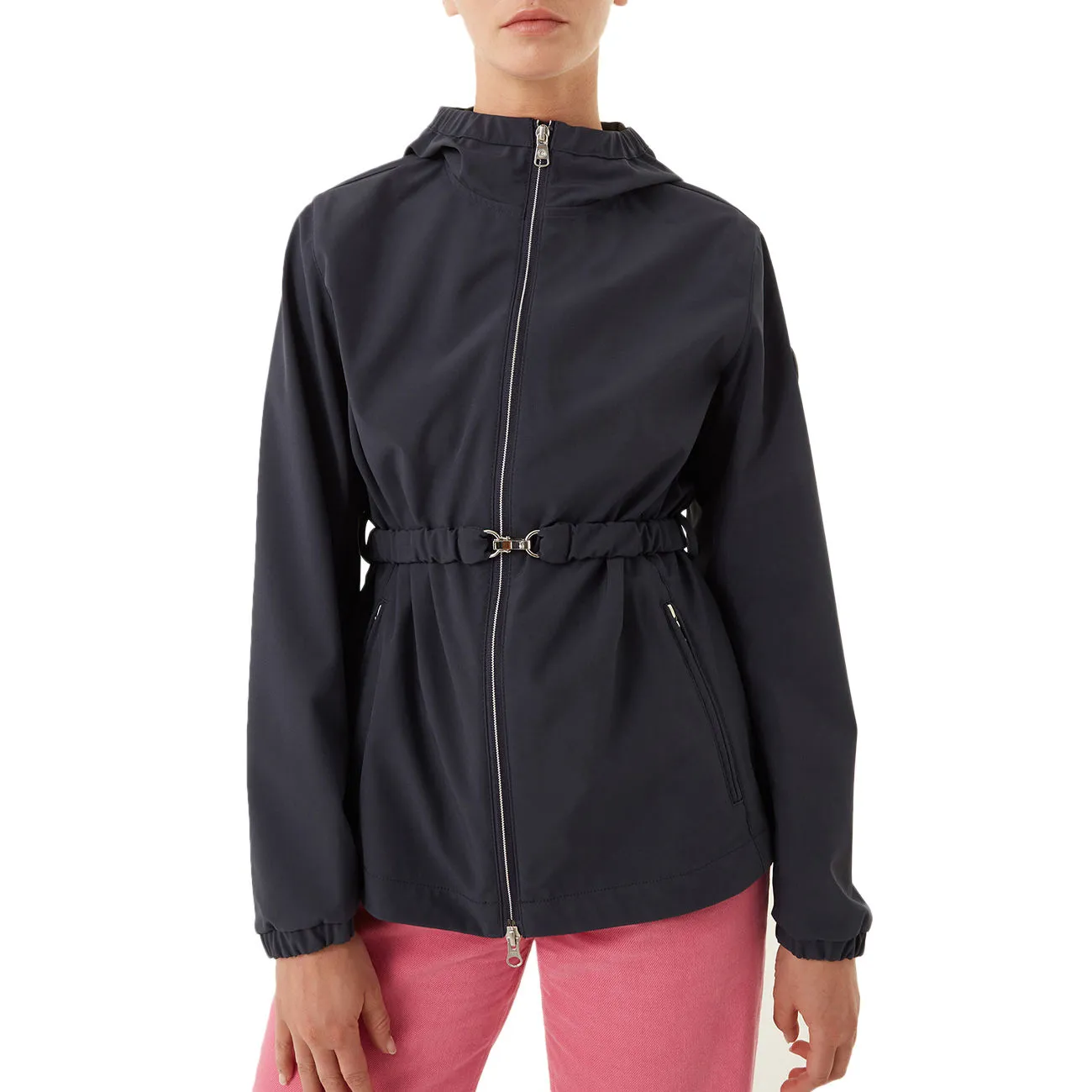 GIUBBINO SOFTSHELL CON CAPPUCCIO E CINTURA Donna Navy