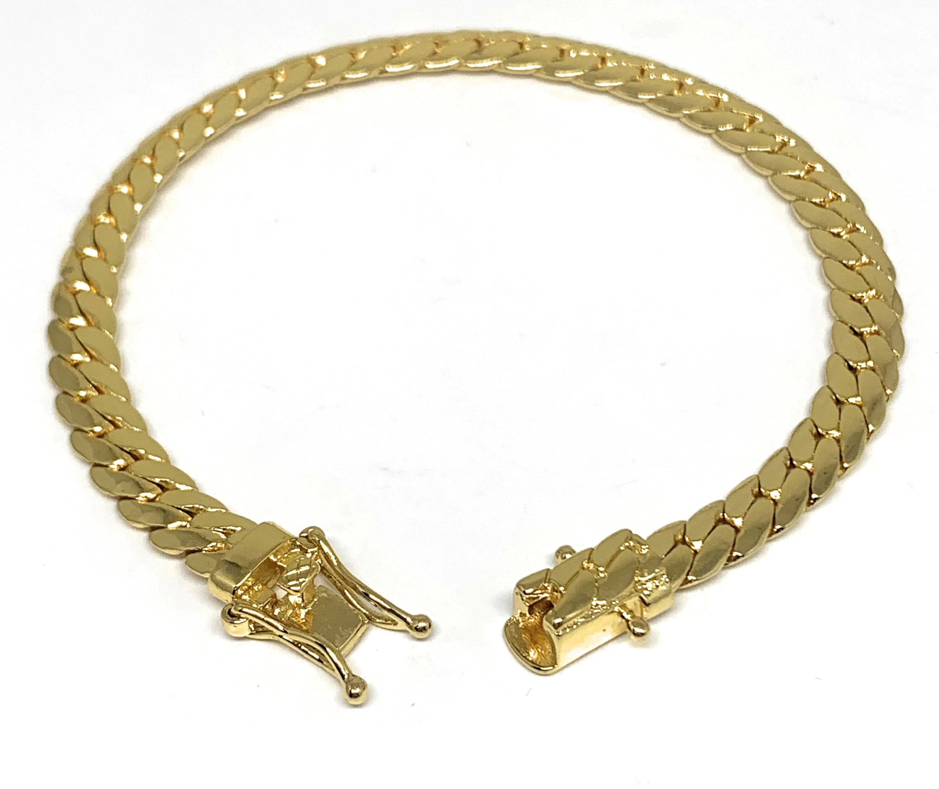 Gold Plated Miami Cuban Link Box Lock Bracelet 8.5” Inch 4.5-9mm Width Esclava