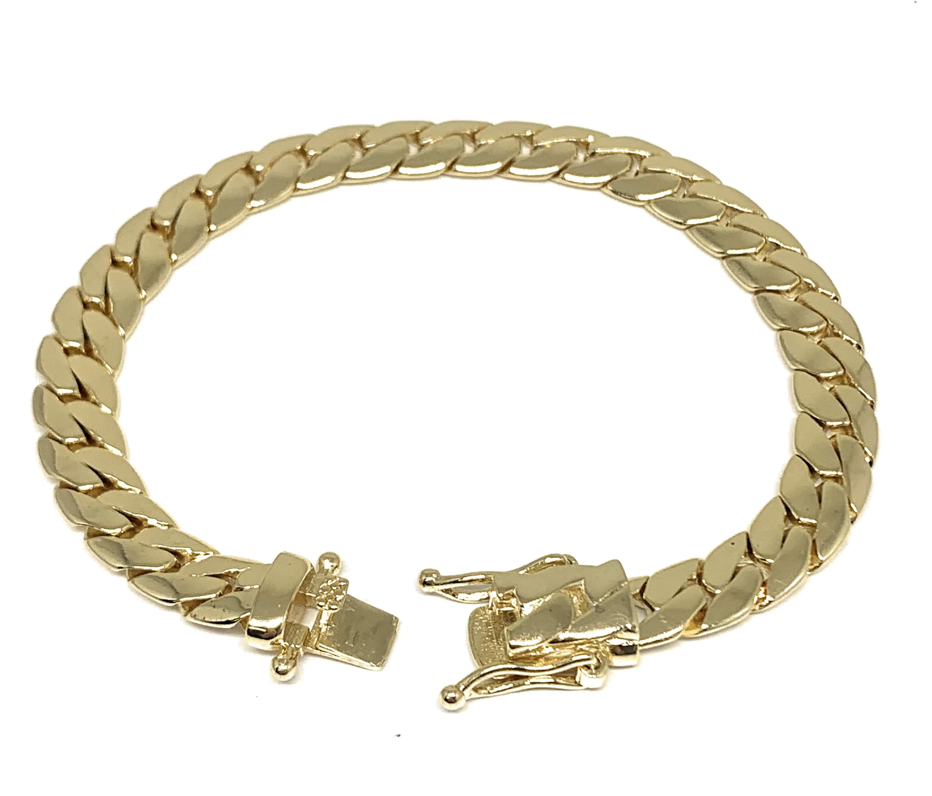 Gold Plated Miami Cuban Link Box Lock Bracelet 8.5” Inch 4.5-9mm Width Esclava