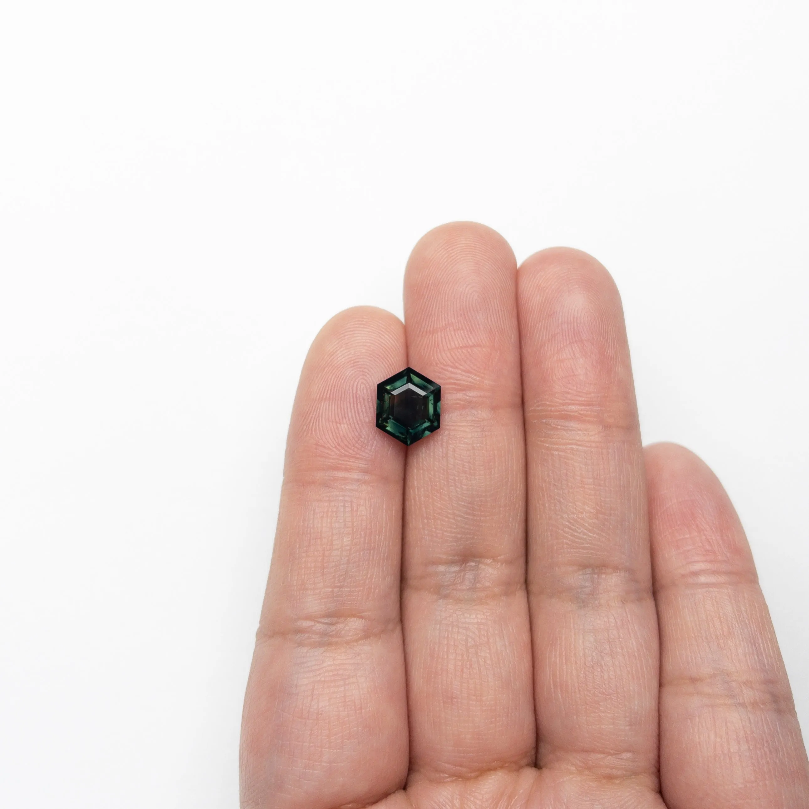 Green/Teal Step Cut Sapphire - 2.77ct Hexagon