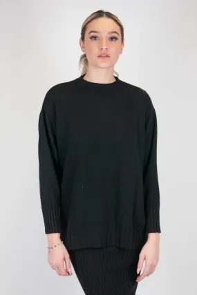 Haveone - Maglia girocollo con spacchi laterali in misto lana e cashmere