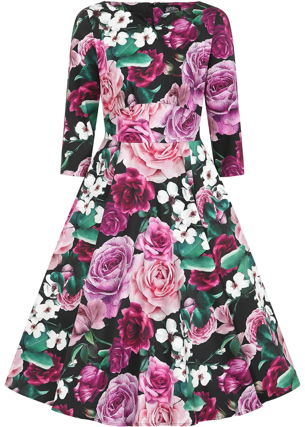 Hearts & Roses Sydney Floral 50's Swing Dress Purple