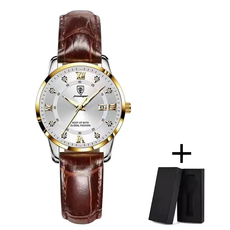 Ladies Quartz Watch Waterproof Luminous Date Stainless Steel