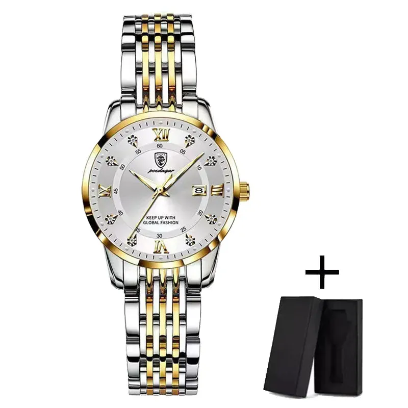 Ladies Quartz Watch Waterproof Luminous Date Stainless Steel