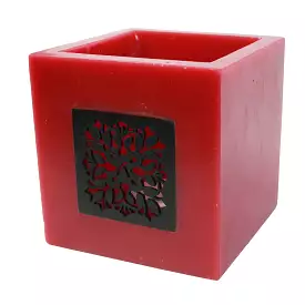 Large Lantern from Red Wax with Black Metal Decoration