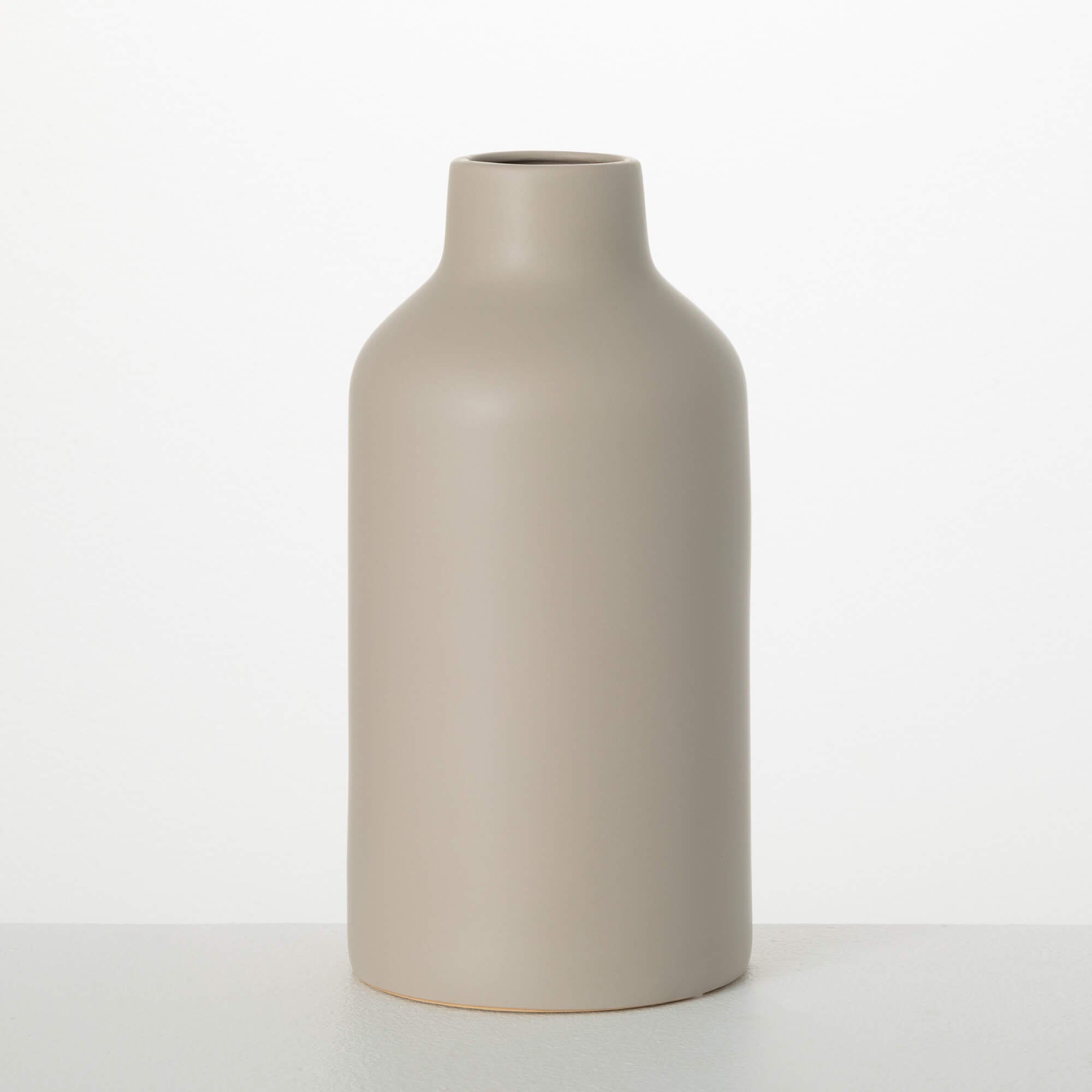 Large Matte Gray Bottle Vase