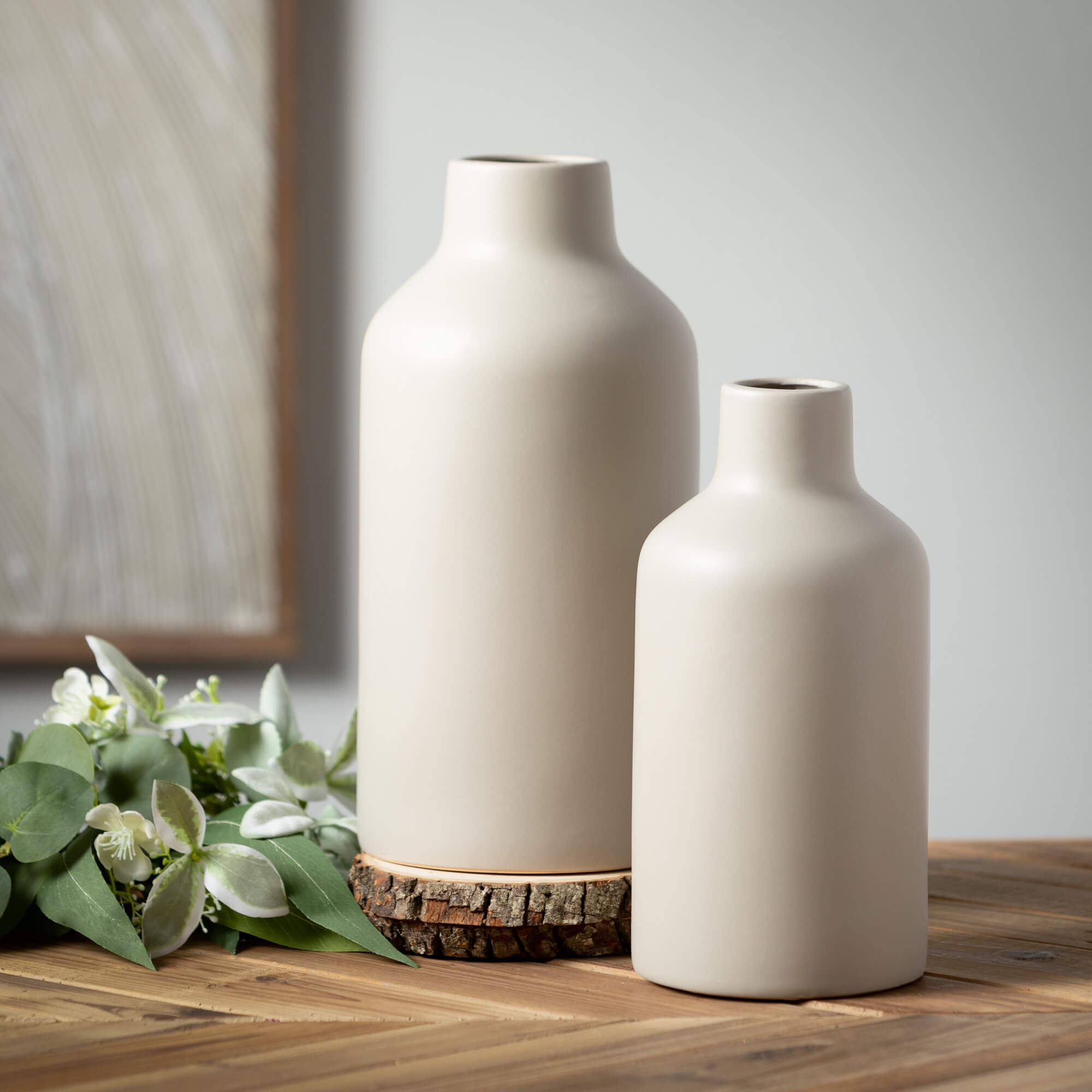 Large Matte Gray Bottle Vase