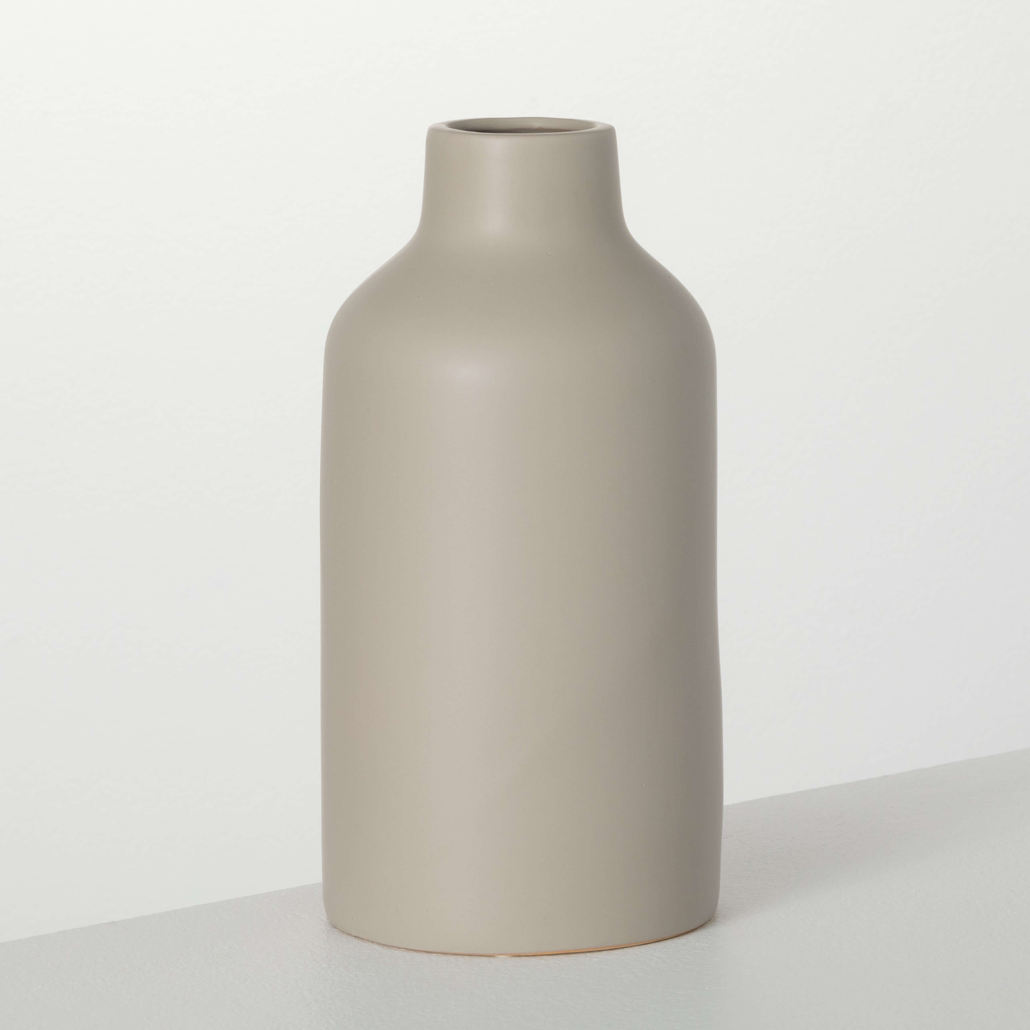 Large Matte Gray Bottle Vase