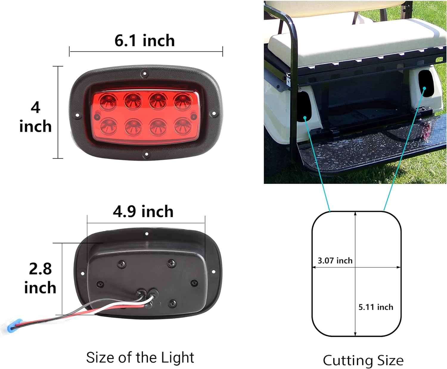 Light Kit LED Headlight and Taillight for Club Car DS Gas and Electric - 10L0L