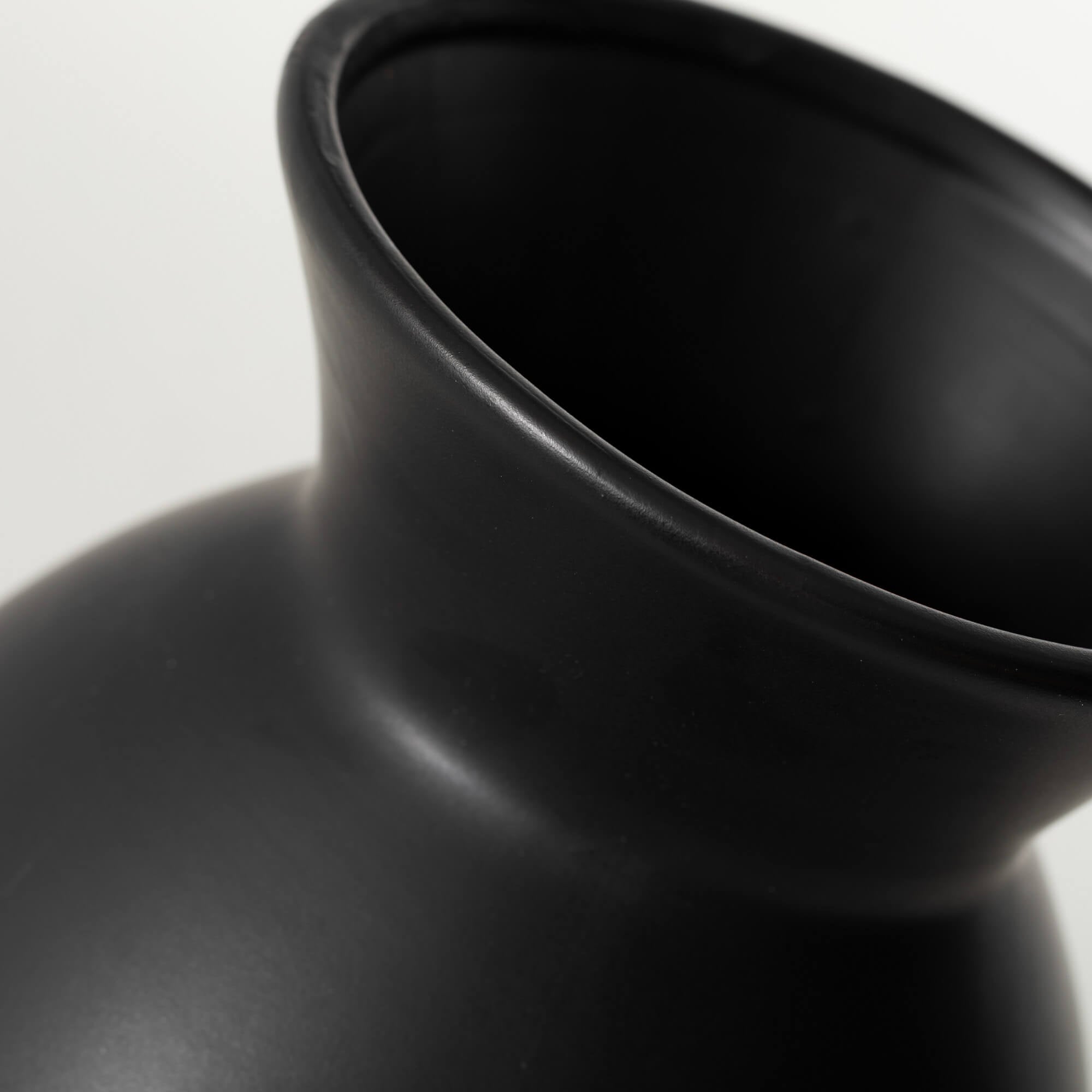 Matte Black Hourglass Vase