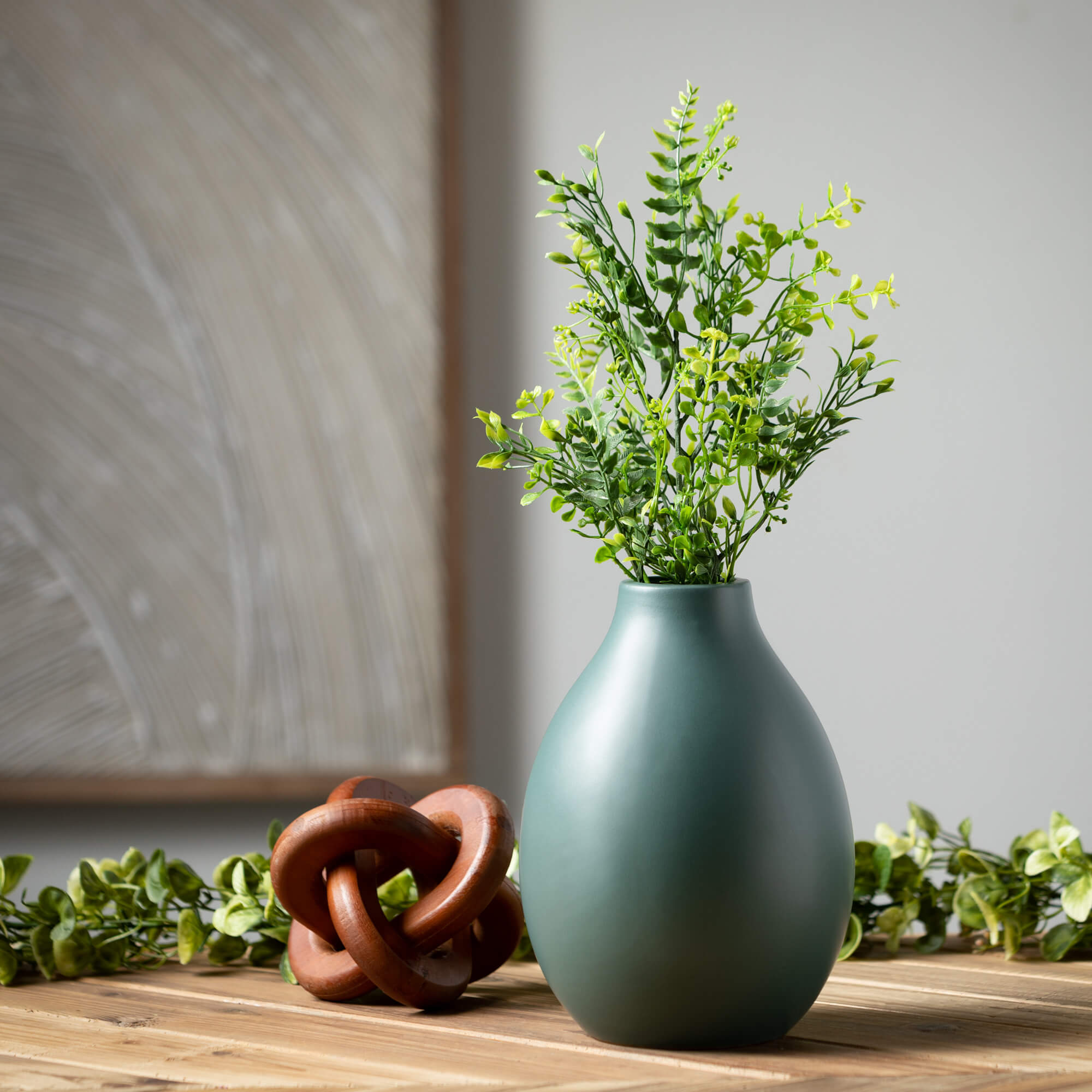 Matte Teal Teardrop Vase