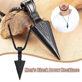 Men's Long Necklace Metale Triangle Shape Black Arrow Necklace Pendant Jewelry Chain For Men Hip Hop Party