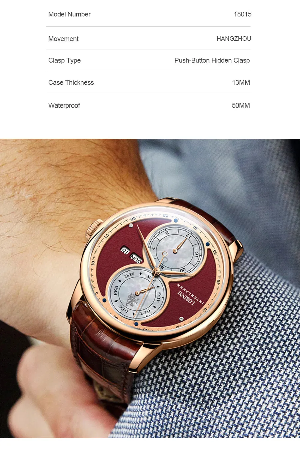 Men's Luxury Automatic Mechanical Waterproof Business Wristwatch