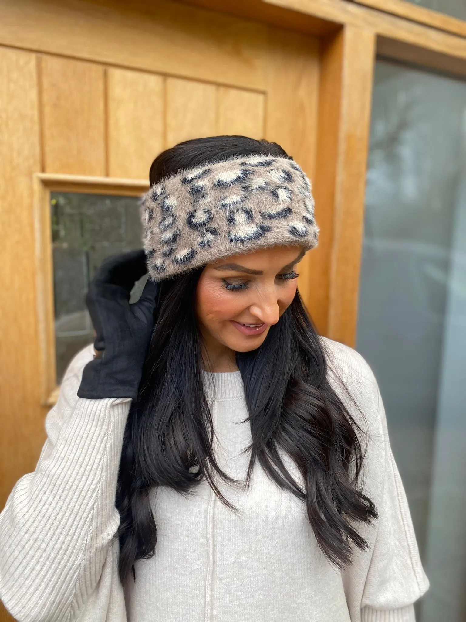 Mocha Leopard Print Headwarmer