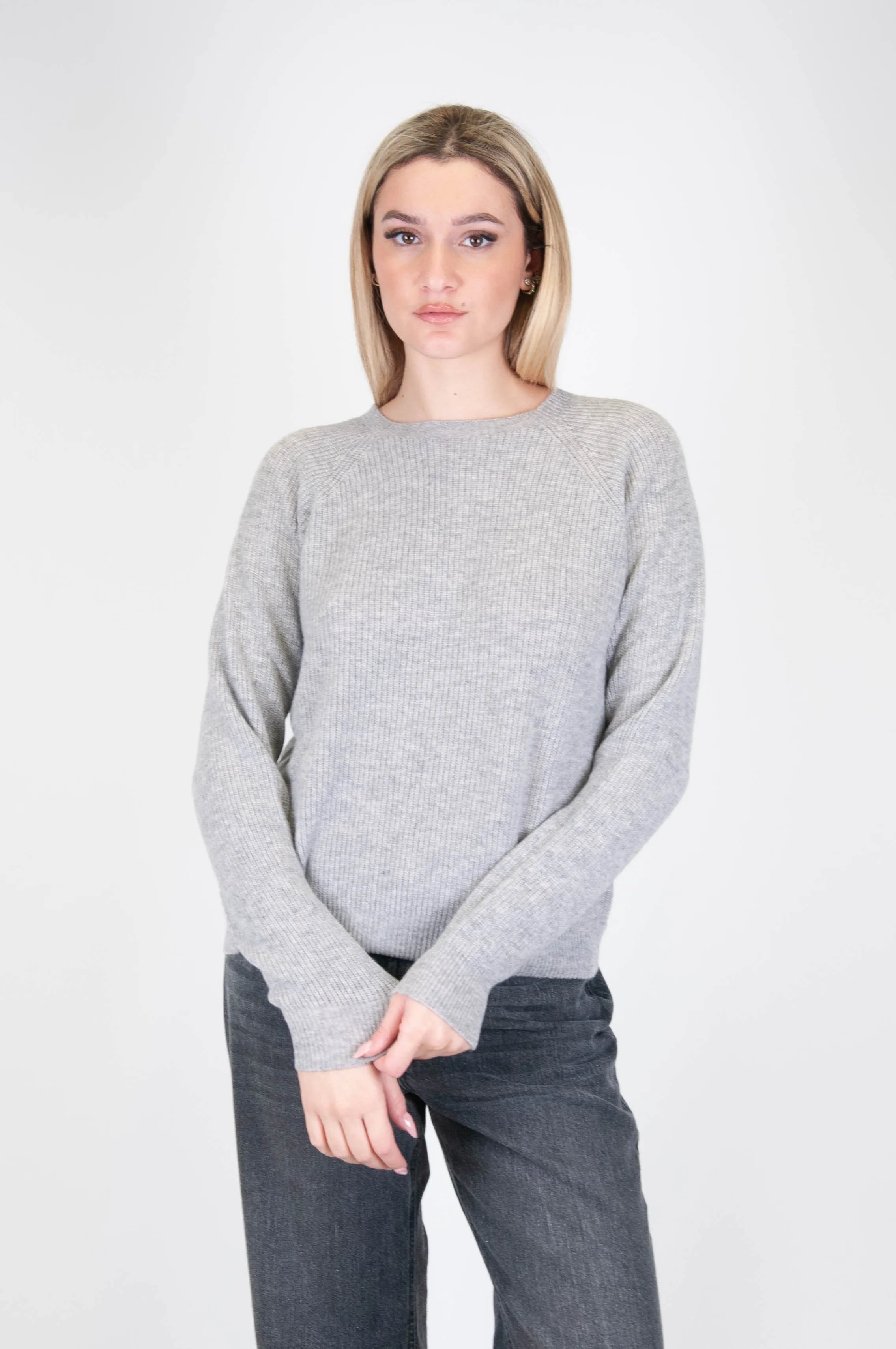 Motel - Maglia girocollo a costine 100% in puro cashmere