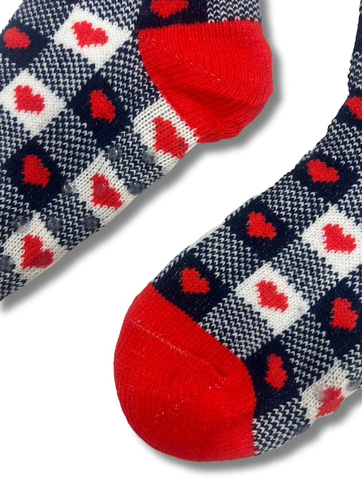 Navy Heart Checked Cosy Toes