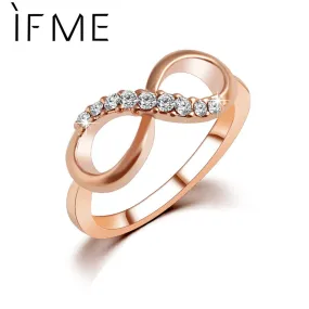 New Design Fashion Alloy Crystal Gold Color Infinity Ring