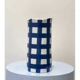 Noss & Co Large Vase |  Navy Gingham