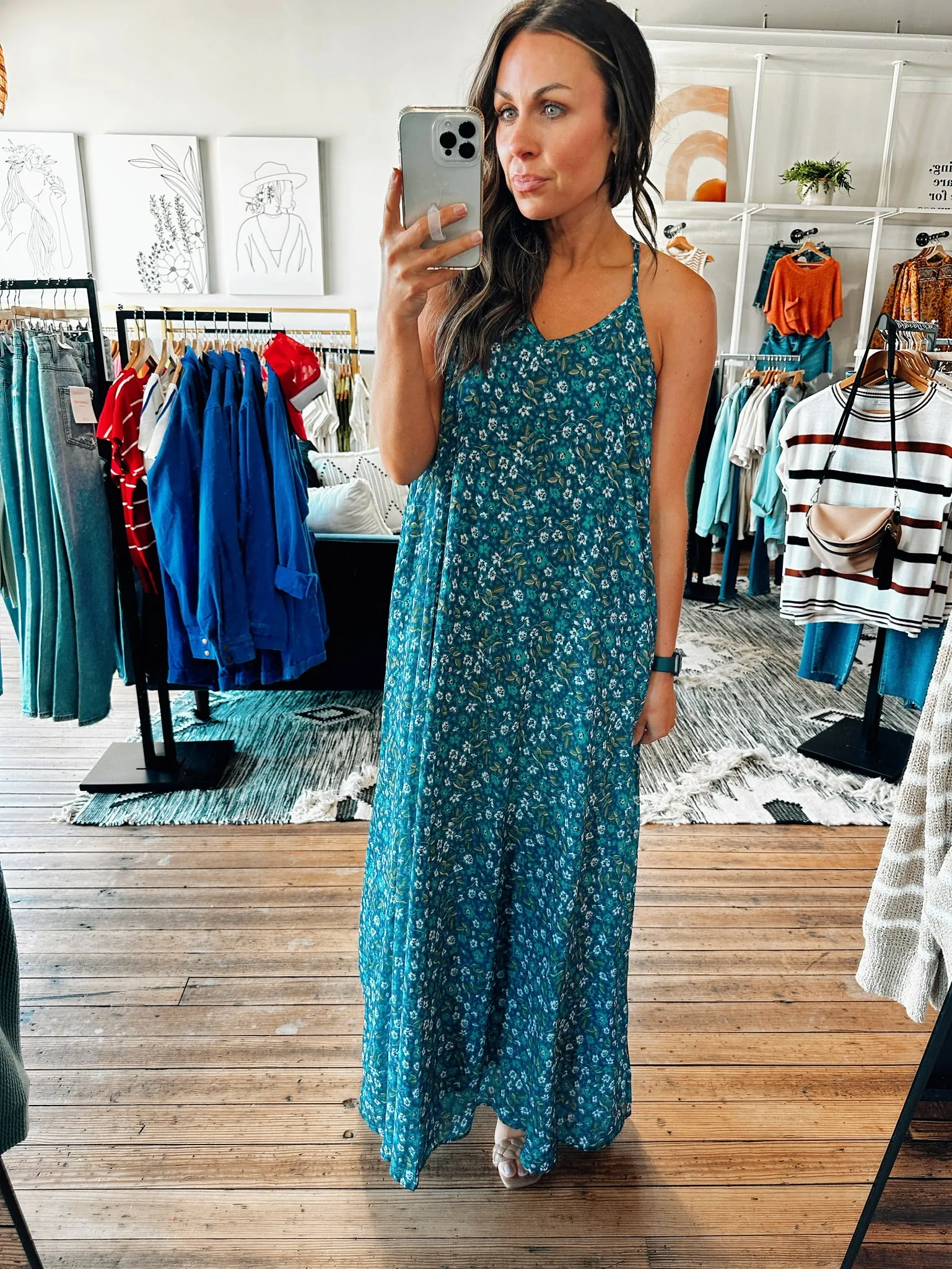 Oasis Navy Floral Maxi Dress