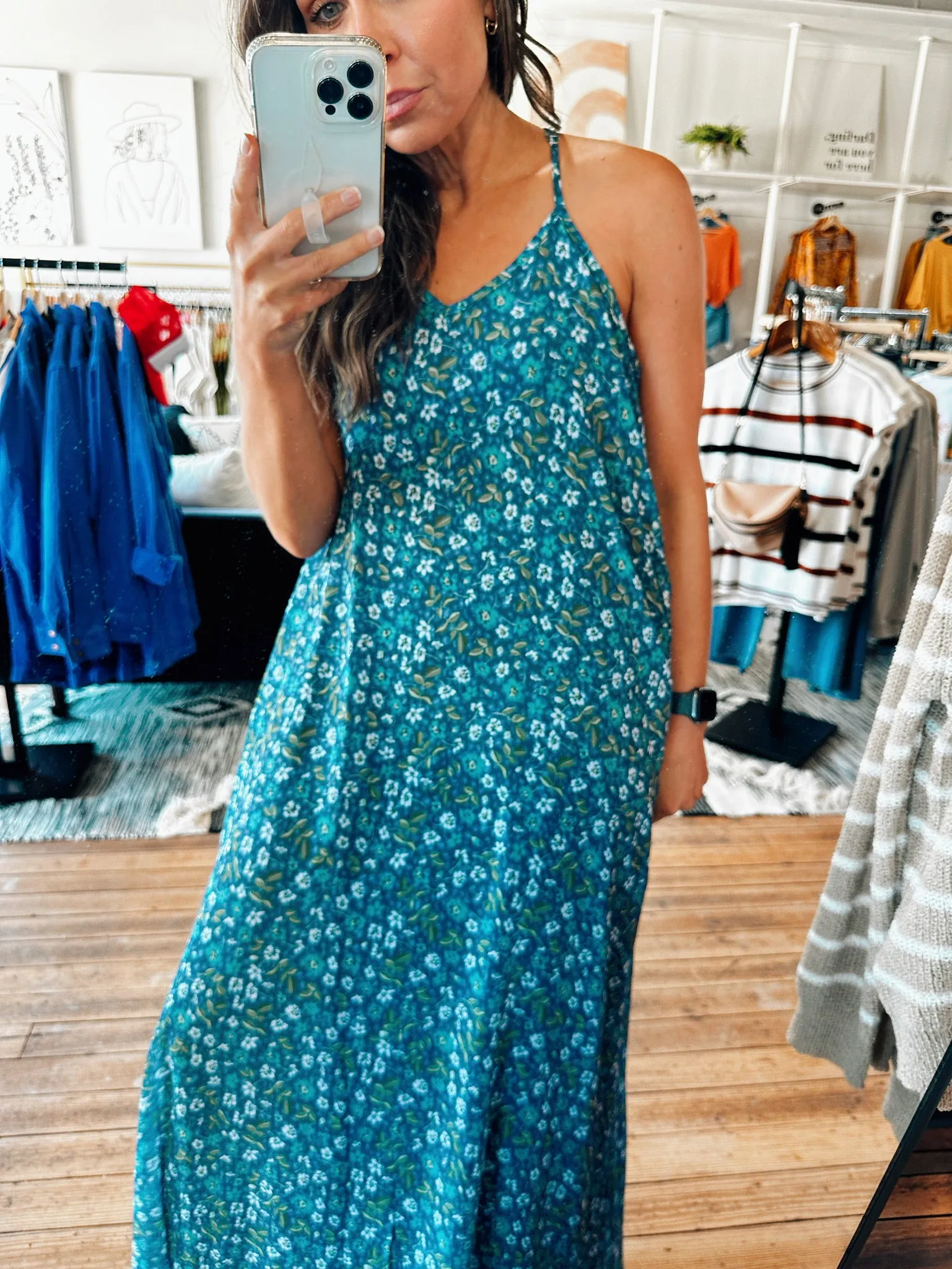 Oasis Navy Floral Maxi Dress