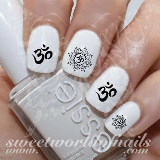 OM Sign Lotus Flower Nail water decals transfers wraps