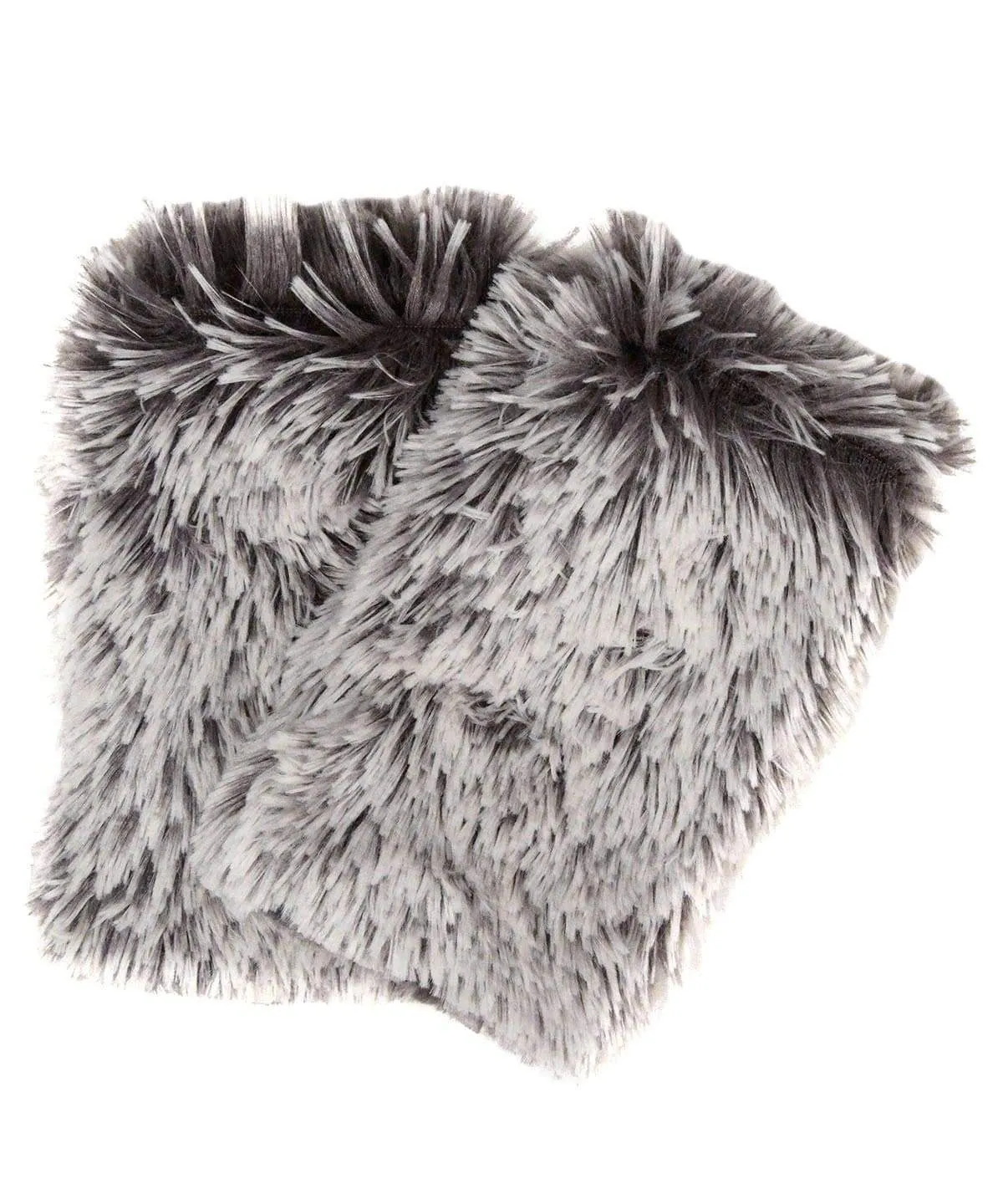 Pearl Fox with Cuddly Gray Luxury Faux Fur Fingerless Gloves