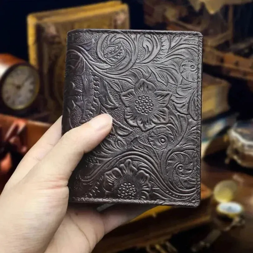 Retro Genuine Leather Handmade Short Wallet for Men and Women