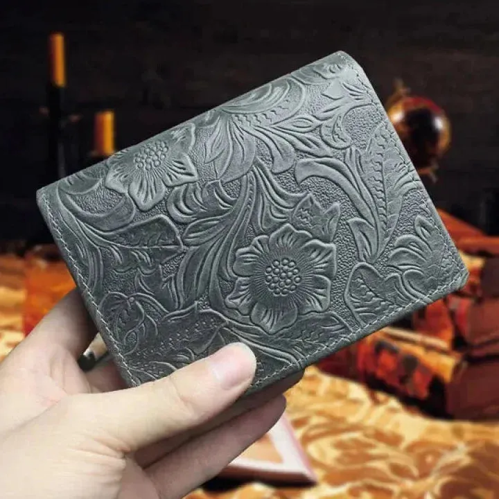 Retro Genuine Leather Handmade Short Wallet for Men and Women