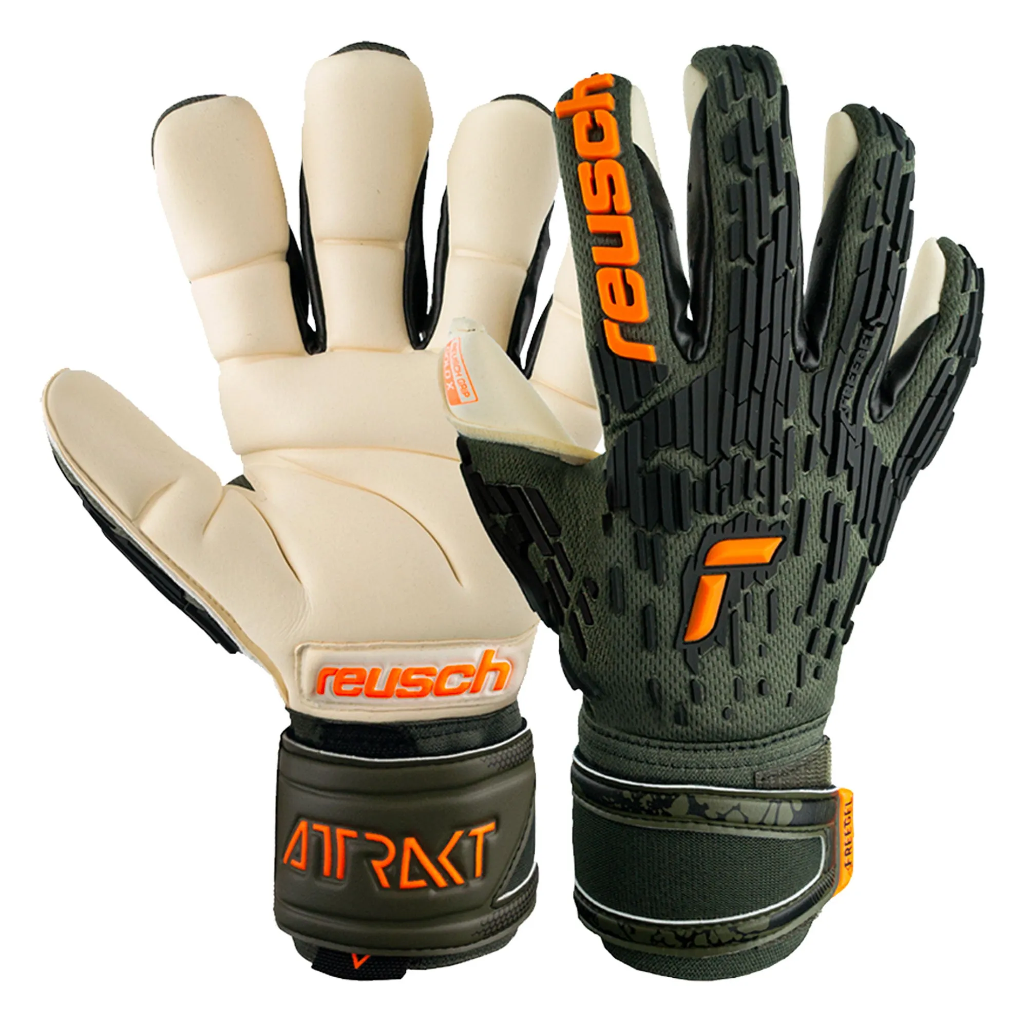 Reusch Men's Attrakt Freegel Gold X Fingersave Goalkeeper Gloves Black/Orange