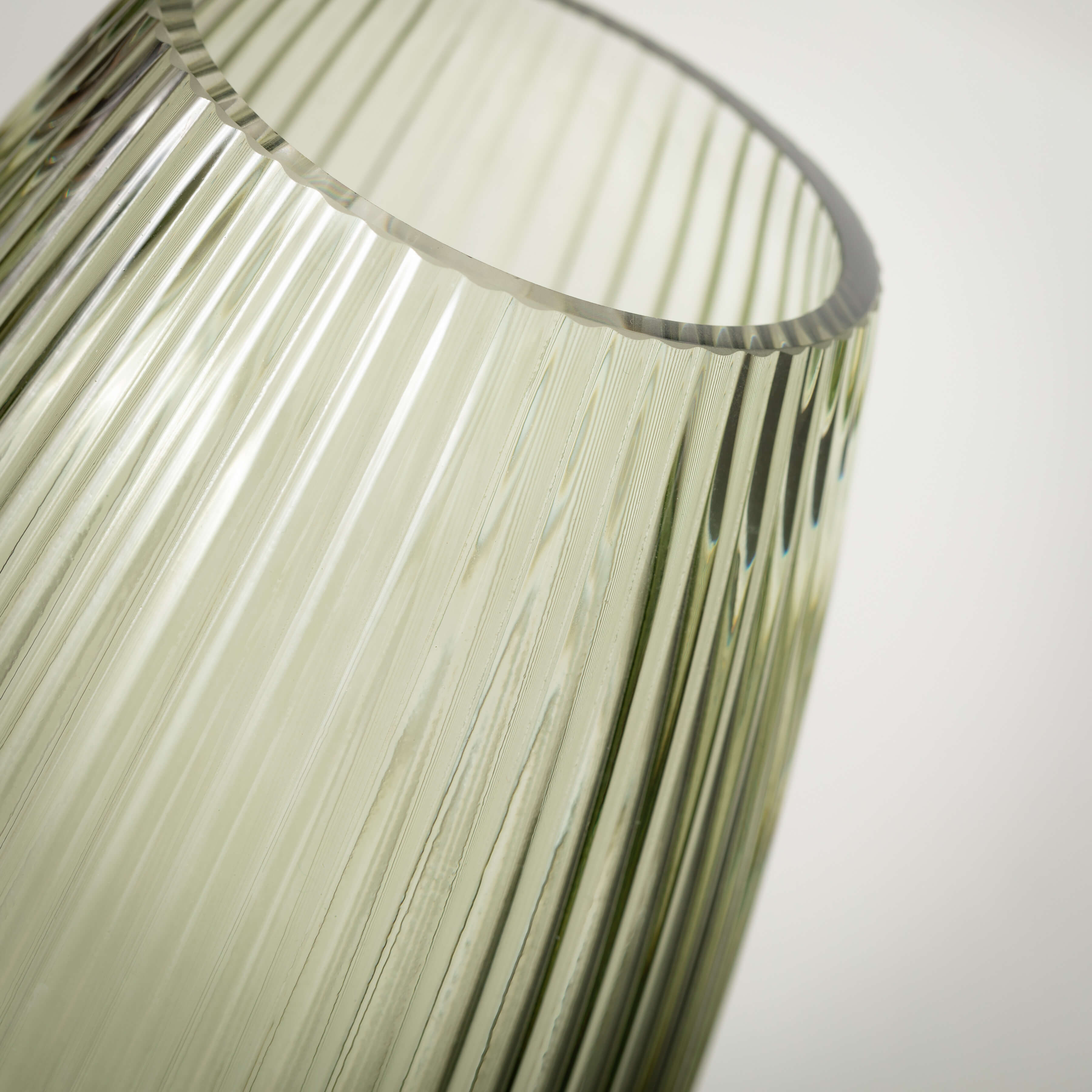 Ribbed Green Glass Vase