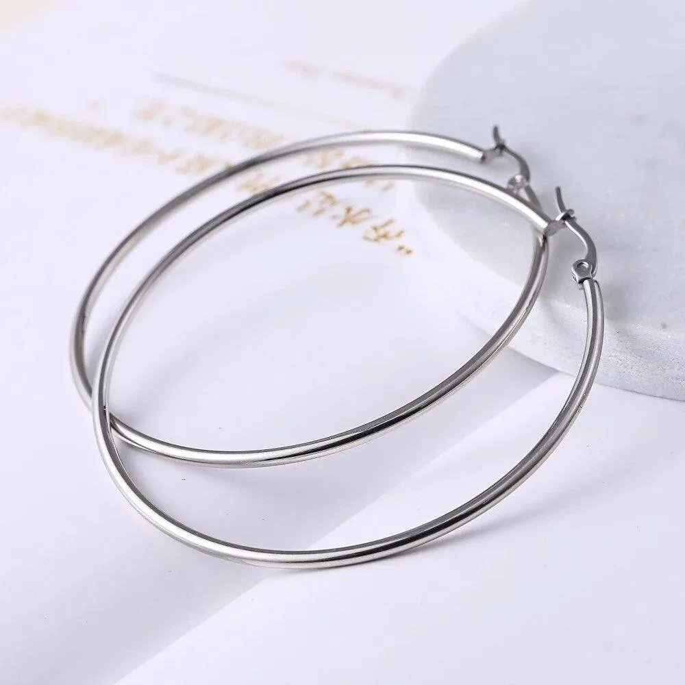 Rinhoo Big Huge Circle Hoop Earrings Stainless Steel Fashion