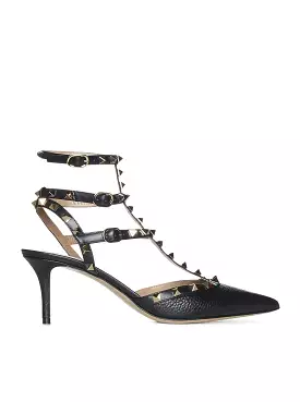 Rockstud decollete in leather